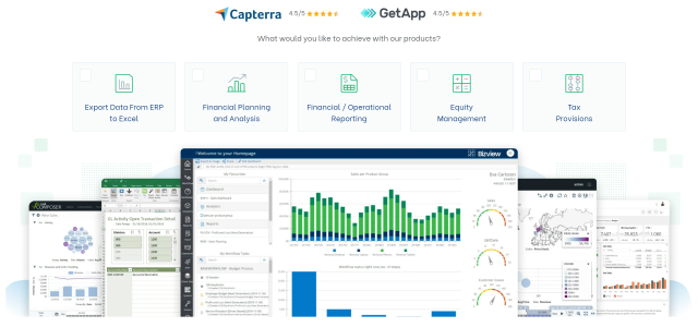 insightsoftware product dashboards and review badges